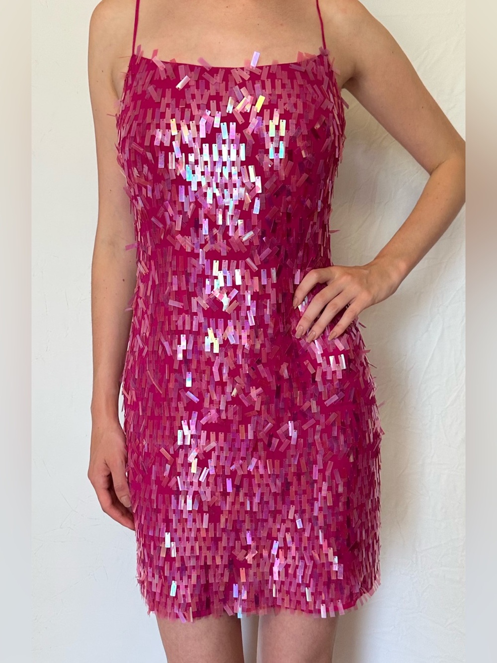 BCBGMaxAzria Hot Pink Sequin Mini Dress
